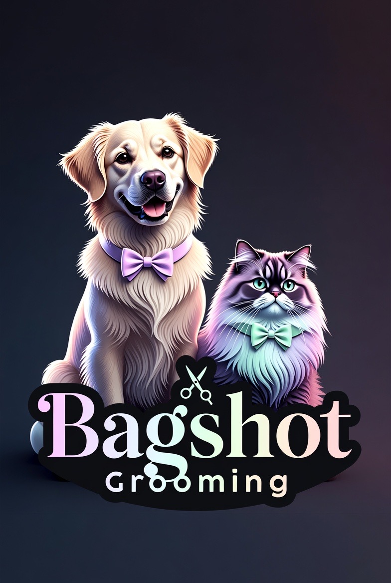 Bagshot Grooming — dog and cat with bow ties